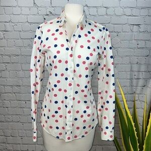 LAMBERT Preppy Cotton Polka Dot Button Down, Size 8